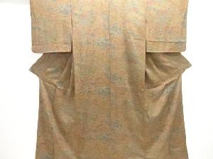 流水に草花模様小紋着物